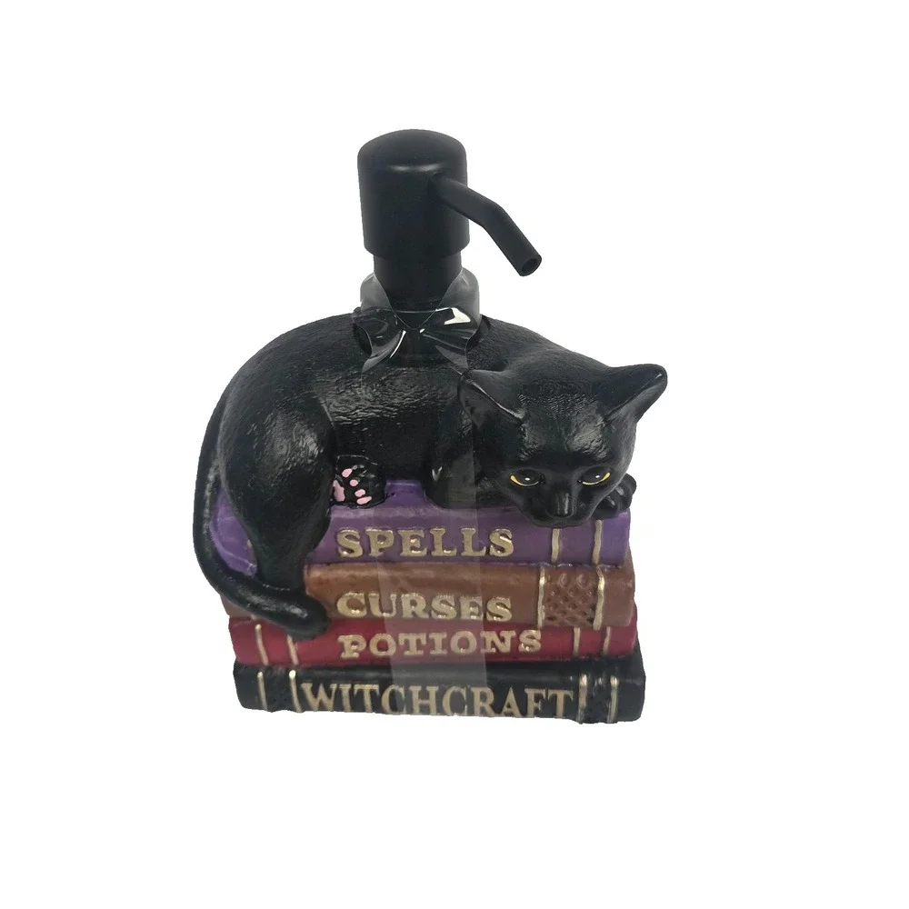Miss Claudias Charmed Black Cat Soap Dispenser 7 Inch Halloween Witch Books New